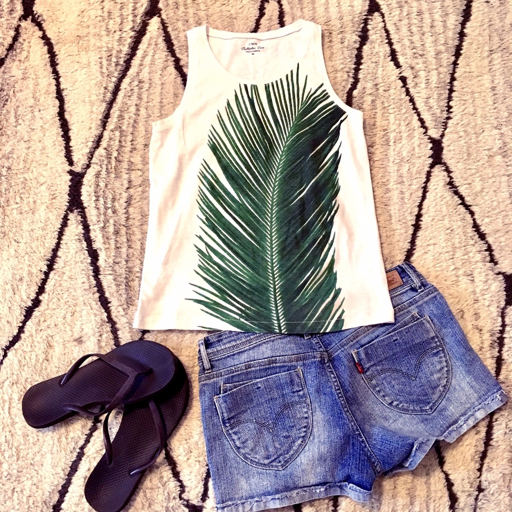 J. Crew Tank with Palm Leaf
